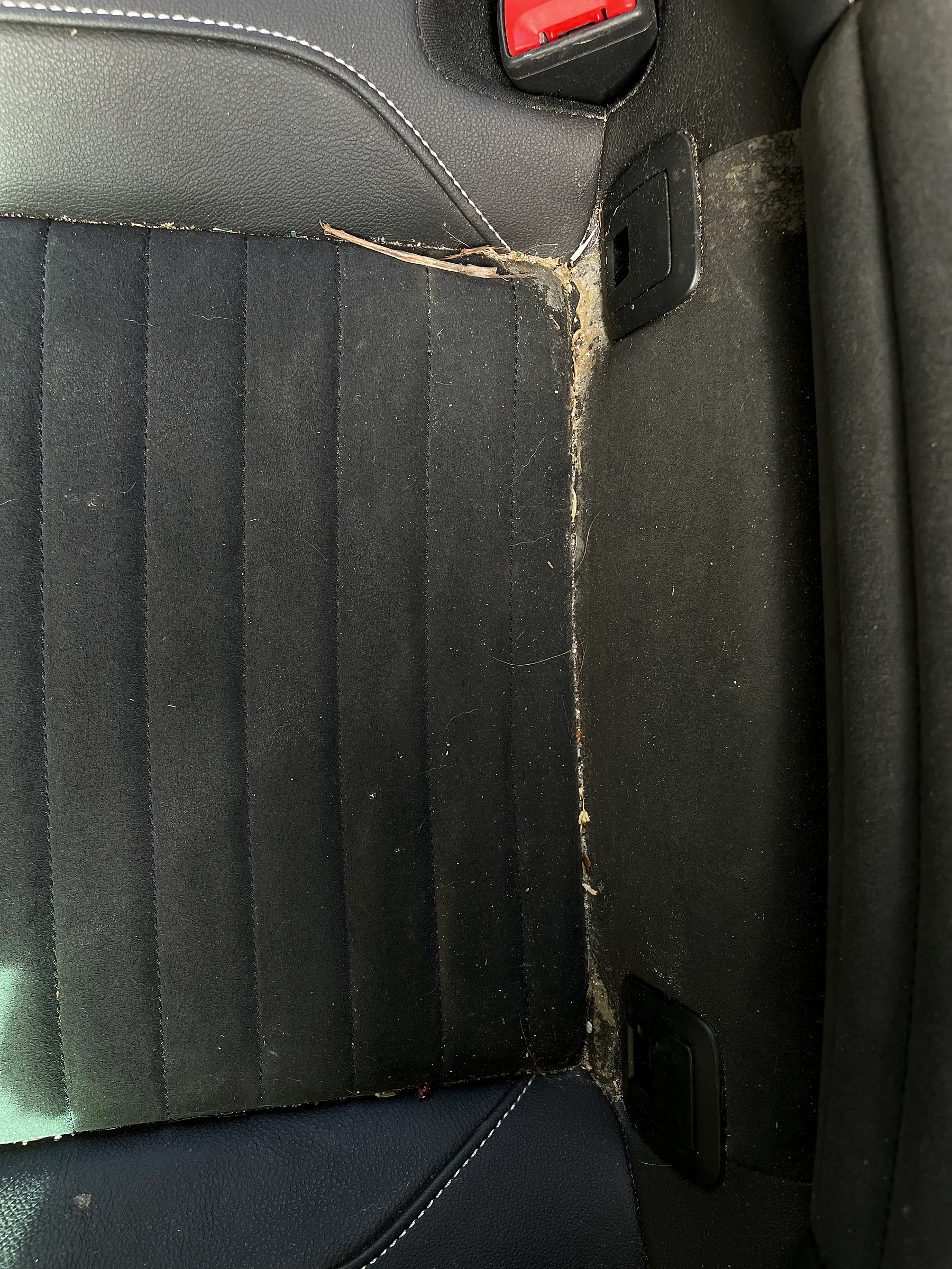 Verschmutzter Sitzspalt im Volkswagen Passat